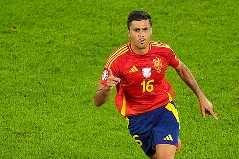 Rodri celebrates after scoring Spain's opening goal